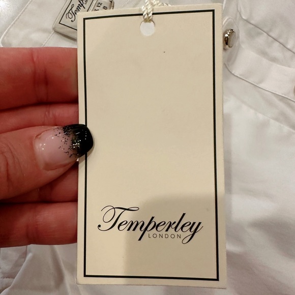 TEMPERLEY LONDON WHITE COTTON BUTTON UP BLOUSE FLARED SHOULDERS SZ 8 FITS US 4 - Picture 15 of 16